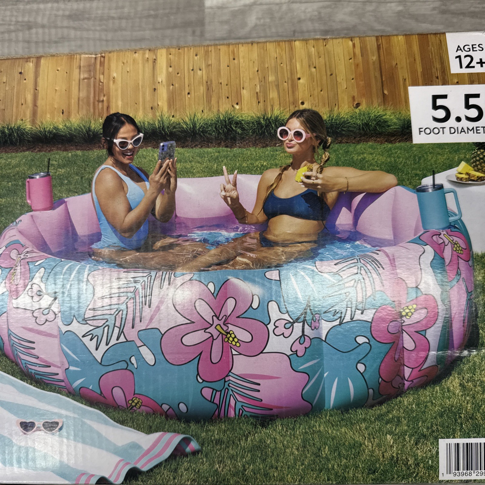 Member's Mark Inflatable Lounge Pool with Cup Holders, Tropical