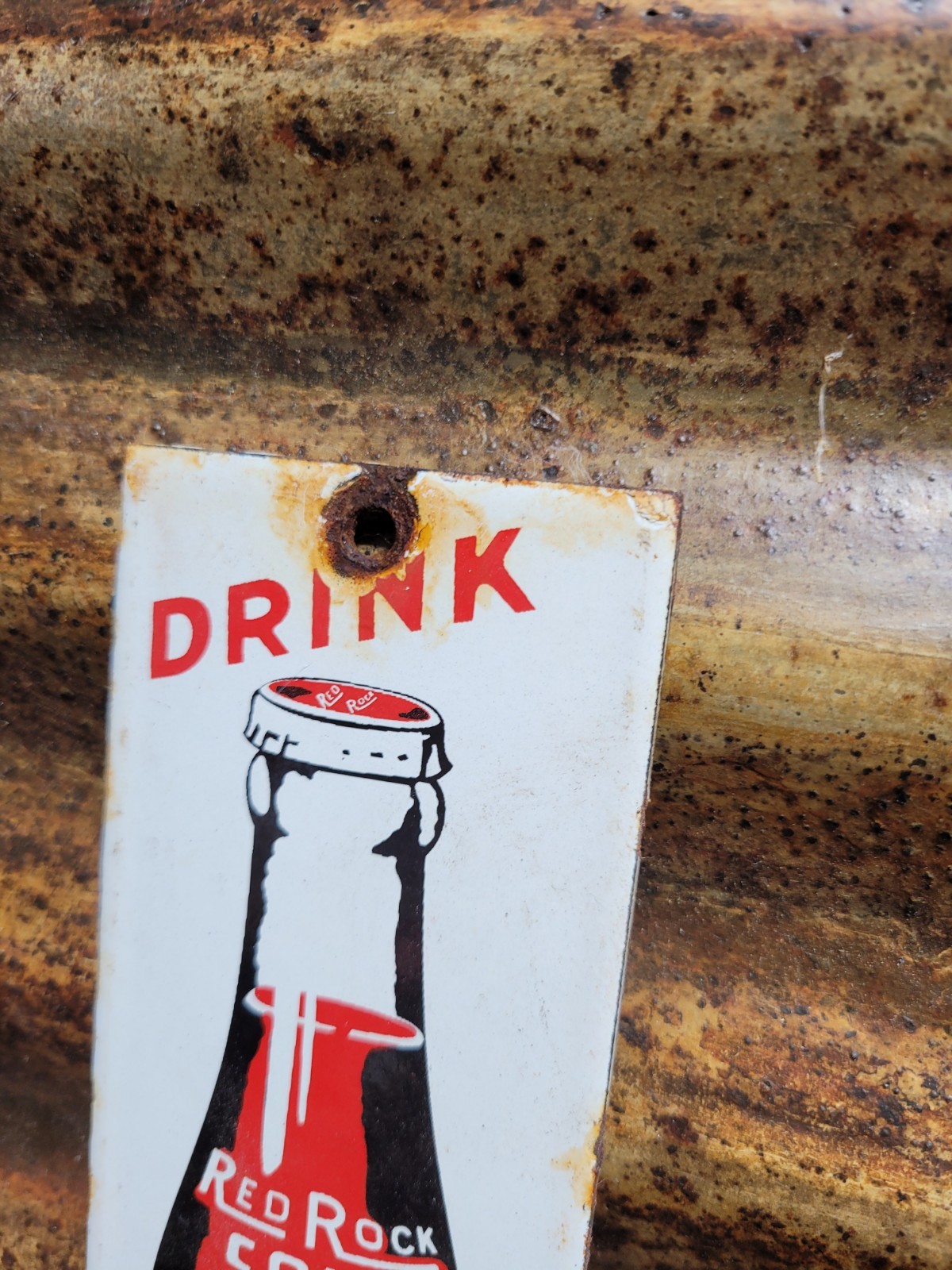 VINTAGE RED ROCK COLA PORCELAIN SIGN OLD BEVERAGE SODA DRINK GENERAL STORE FOOD