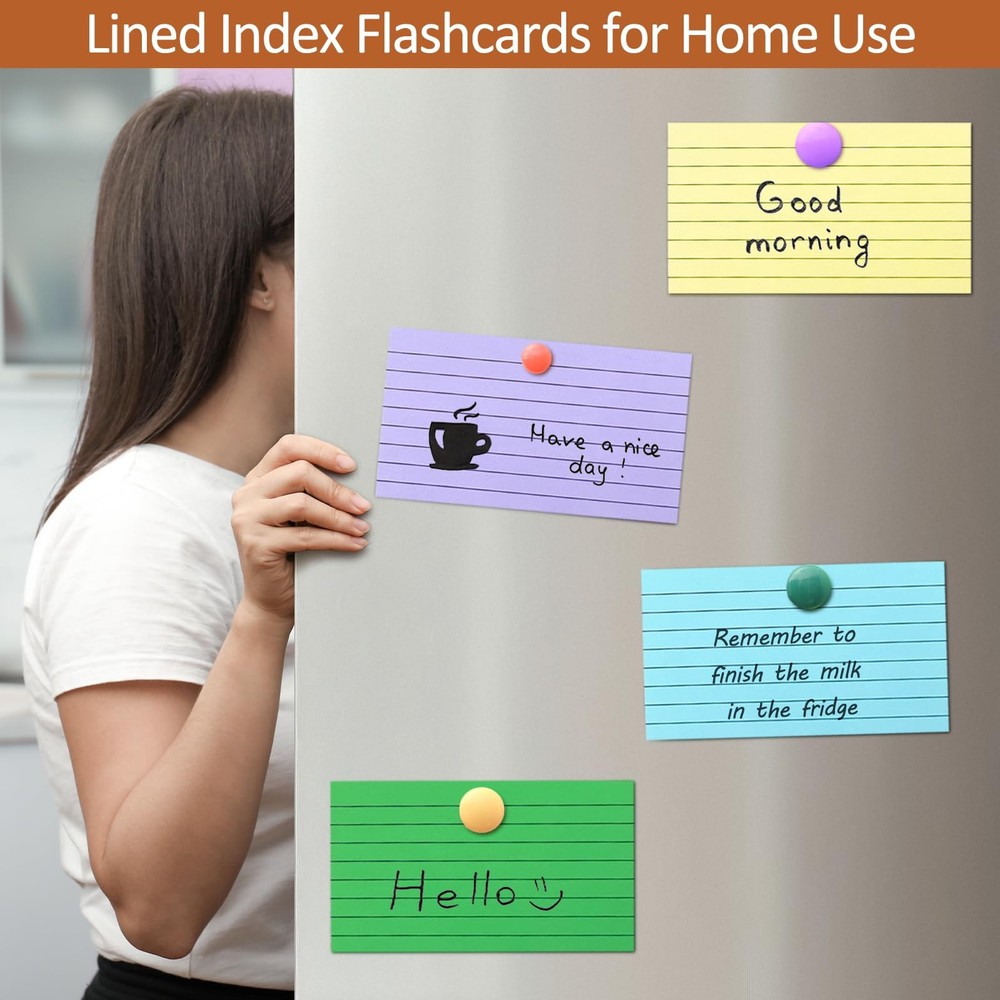 2000 Count Colored Index Cards 3x5, Lined Note Cards, Notecards, Study Cards,...