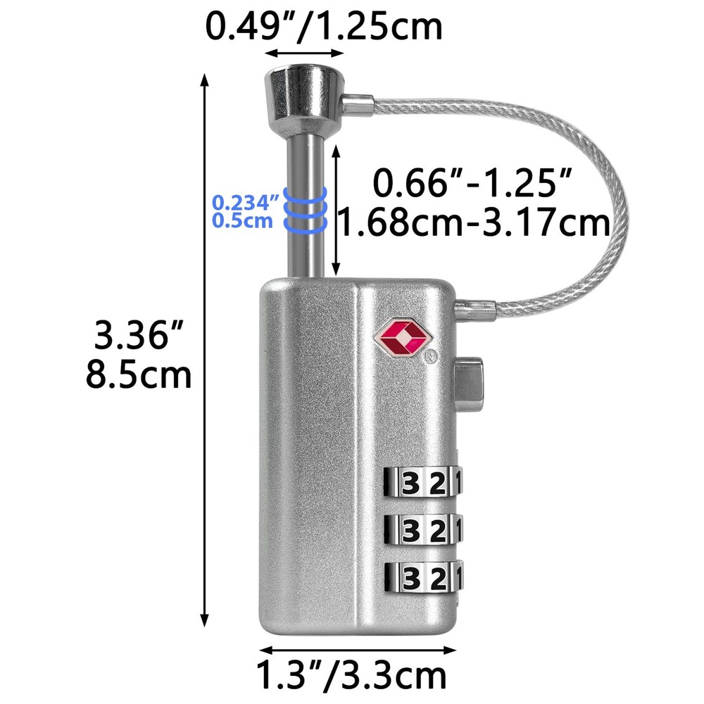 UPGRADED LAFENLIN Gun Case Lock - Adjustable Alloy 2 Pack, Silver - 2 Pack