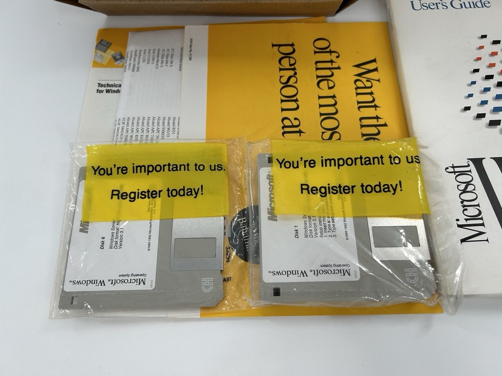 SEALED DISCS Microsoft Windows 3.1 1992 Operating System High 3.5 Disk