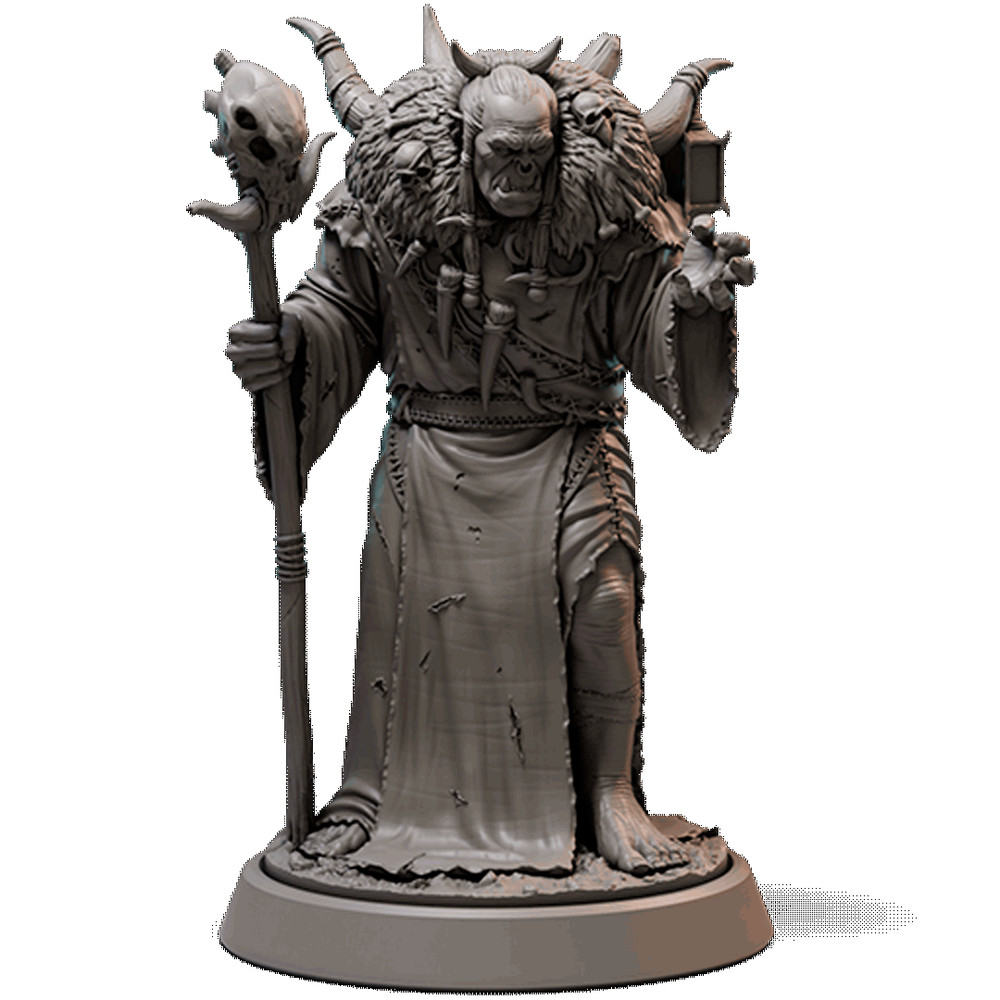 DnD Orc Shaman Mini 32mm Scale TTRPG