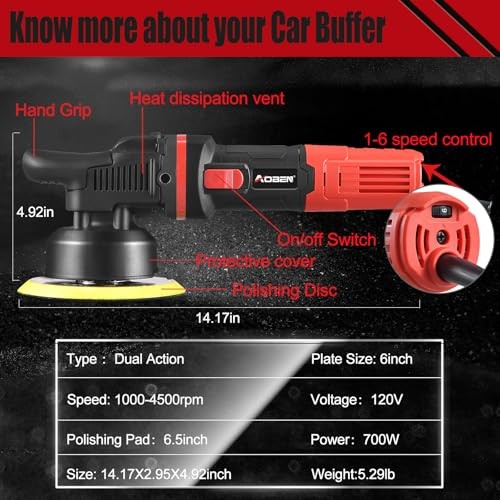 Car Buffer Polisher,6 inch Dual Action Polisher,Random Buffer AT3501-7