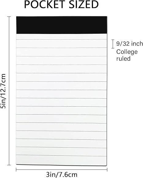 20 Pack Small Notepad, 3 x 5 Inch Ultra Quality Note Pads, Server Lined Papers a