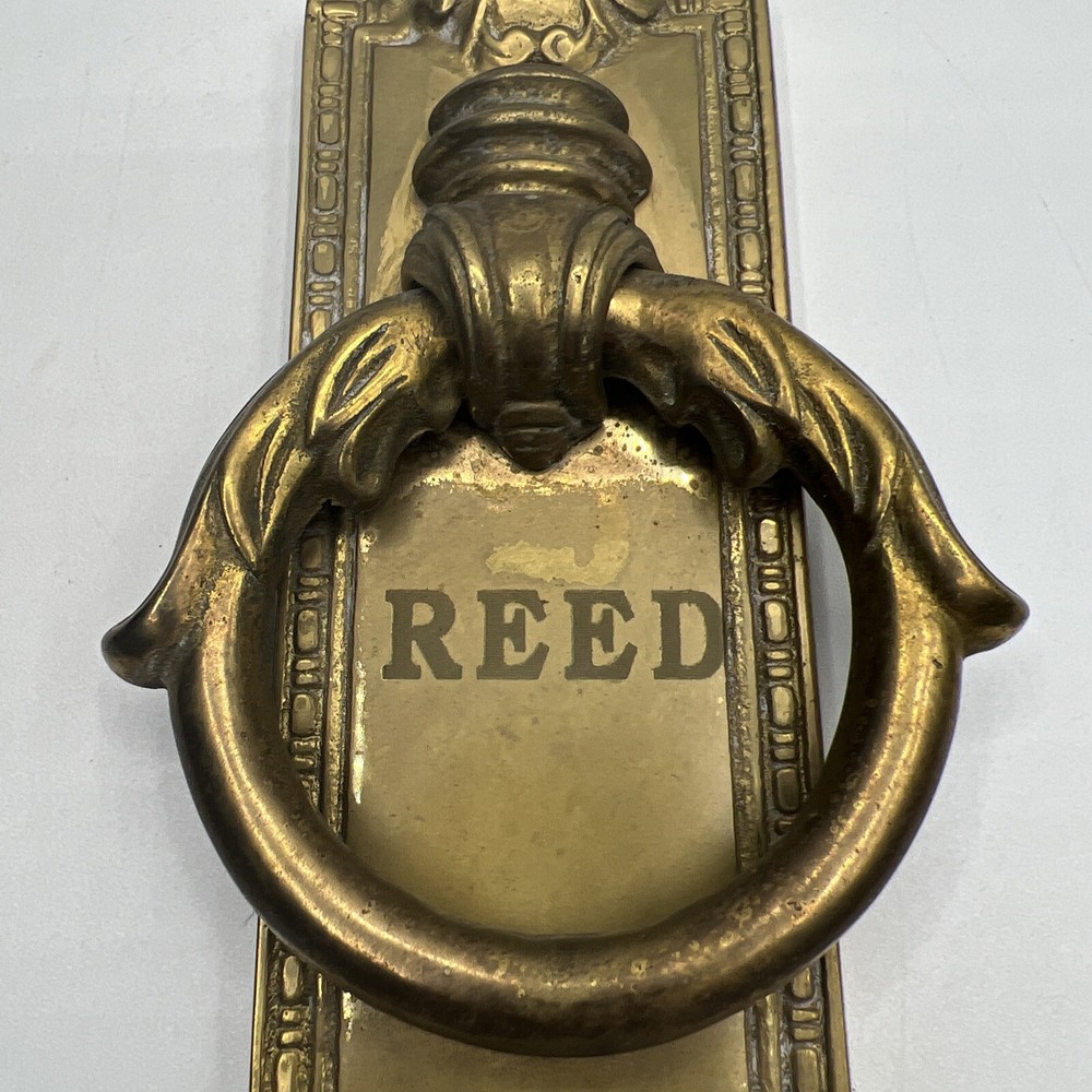 Brass Door Knocker Monogrammed Reed Antique