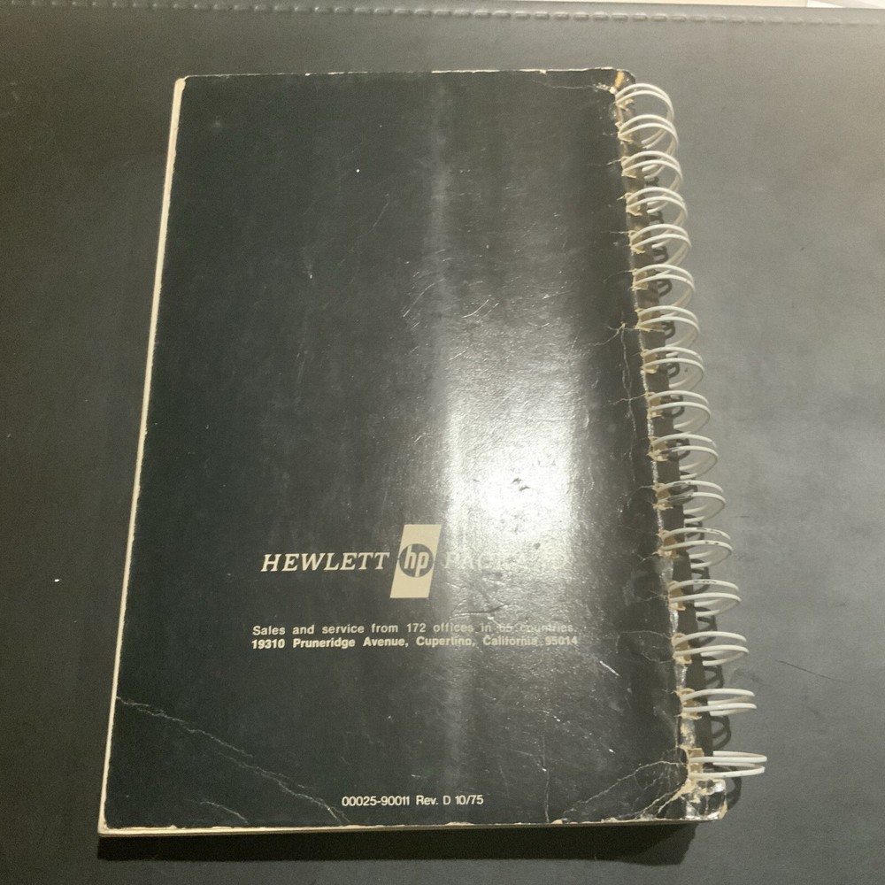 1975 Hewlett-Packard HP-25 Calculator Applications Programs Ringed Guide Book