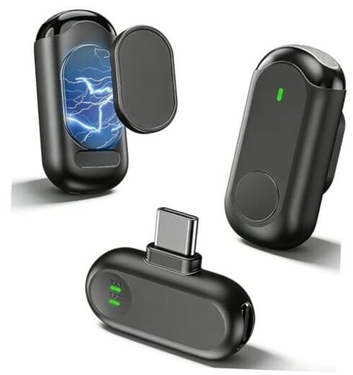 Wireless Mini Microphone for iPhone Android, Magnetic Mini Mic for Video