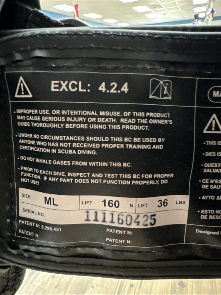 Atomic Aquatics BC1 BCD Scuba Dive Buoyancy Compensator Medium - Large