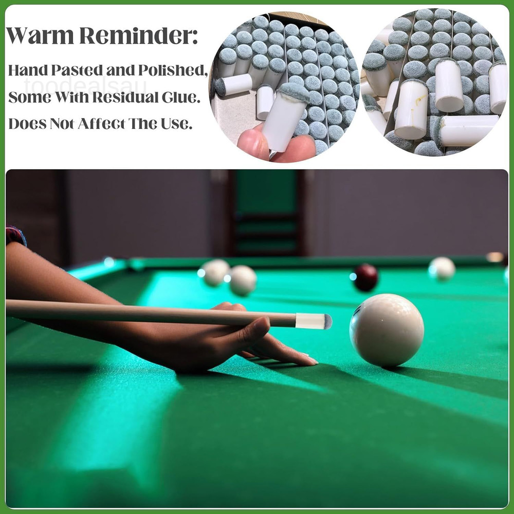 20pcs Slip On Pool Cue Tips, 4 Sizes Queue Stick Tips white and grey