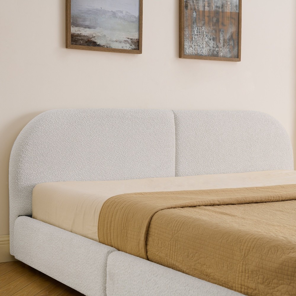 King Size Upholstered Platform Bed Frame with Headboard and 4 Storage Drawers