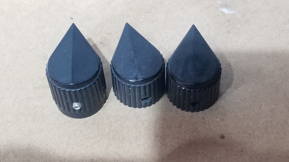 Knobs For Electronic Equipment  Black Pointer Knobs - Lot Of 3 Pcs - 1" smaller