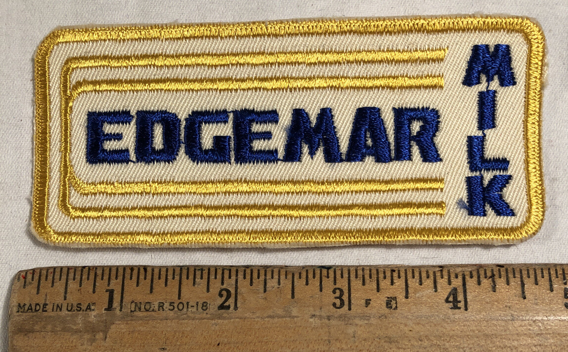 Vintage Edgemar Milk Dairy Embroidered Patch Advertising Cow Farming Ranch