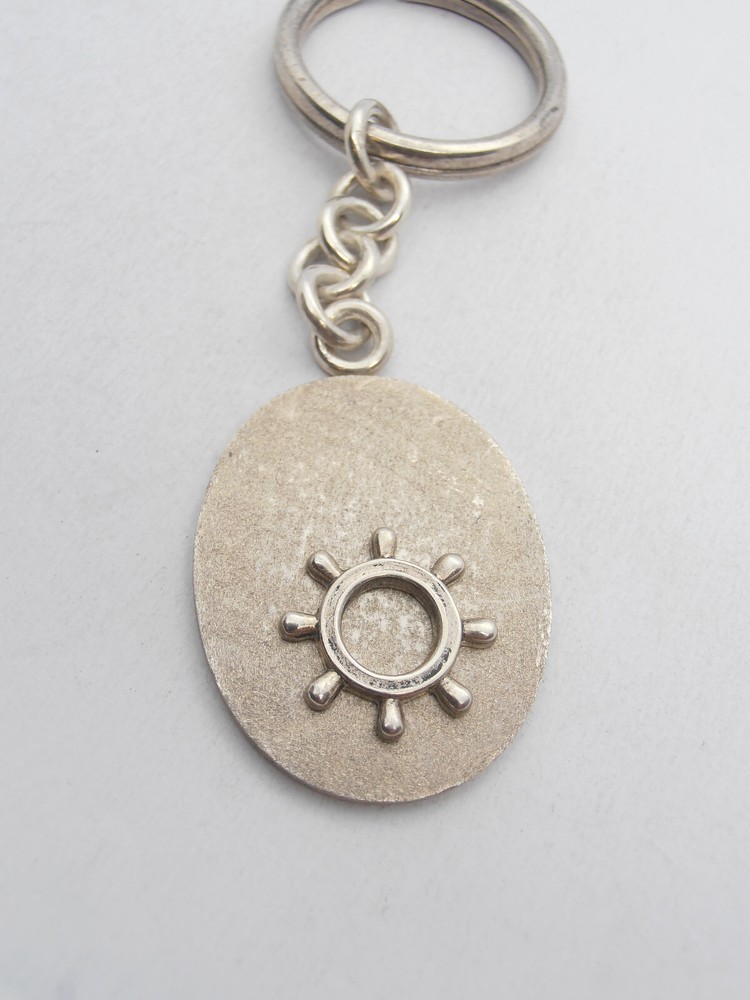 Rudder: 925 Silver Keychain - Small Size - Navy - Sailor