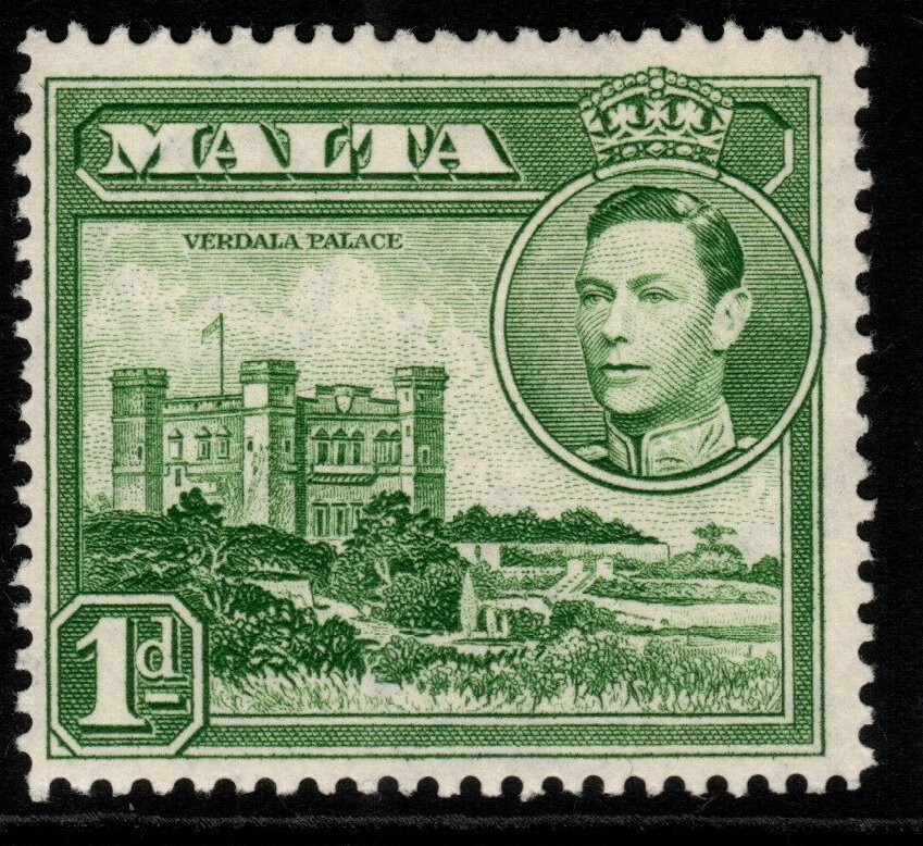 MALTA SG219a 1943 1d GREEN MTD MINT