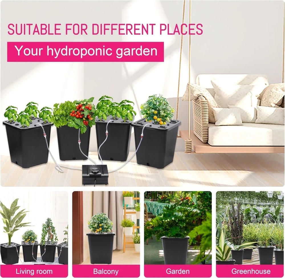 Efficient Hydroponic Bucket System - 4 Buckets with Germination Tray Included