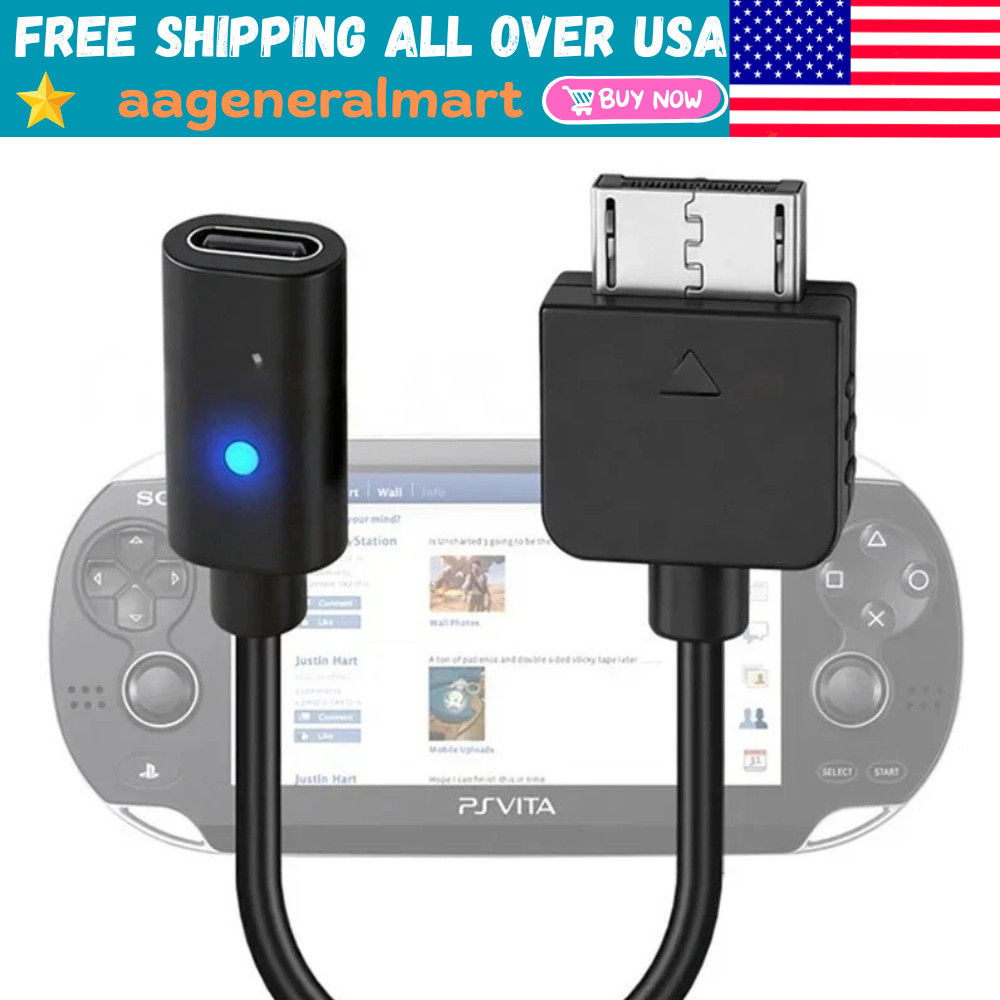 USB C Cable for Playstation Vita 1000 Controller Charging Adapter Type C LED