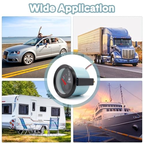 BREADEEP 2" Universal Fuel Gauge Kit, E-1/2-F Pointer Fuel Level Red Pointer