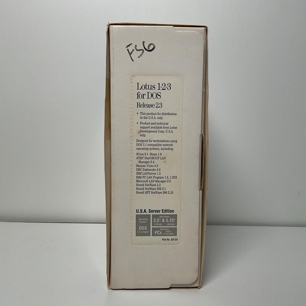 Lotus 1-2-3 DOS Spreadsheet Software Release 2.3 U.S.A. Server Edition -Open Box