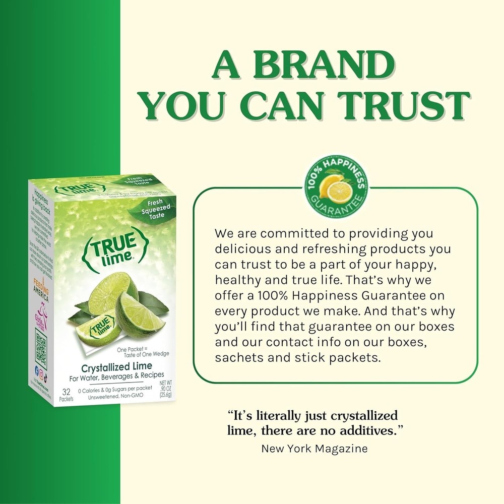 TRUE LIME Water Enhancer Bulk Dispenser Pack 100 Packets | Zero Calorie