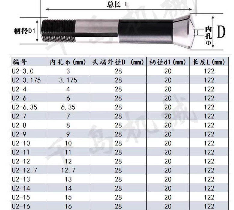 17pcs Tool Grinder Collets U2 Cutter Grinder Collets New-