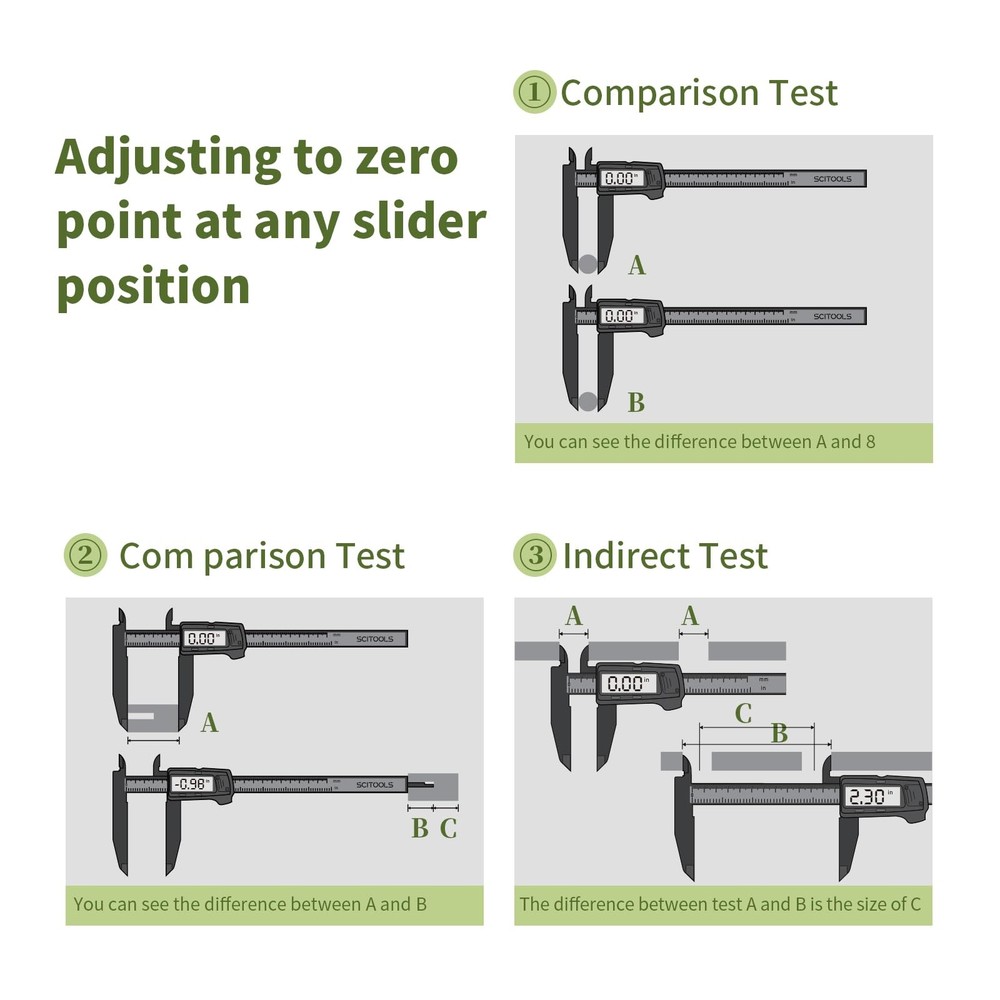 SCITOOLS Digital Caliper 0-8Measuring Tool, Micrometer Caliper with Auto-Off
