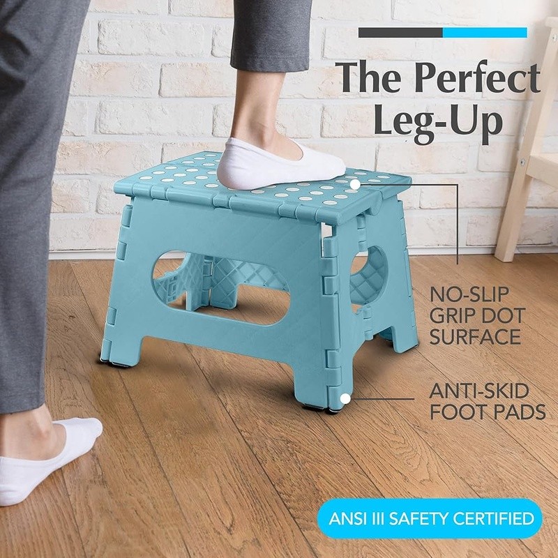 Folding Step Stool Lightweight Portable Non Slip Bathroom Ladder Multi Use