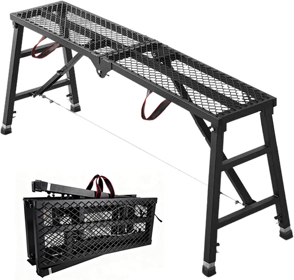 Scaffolding Work Platform, 29.9" to 47.2" Height Adjustable Work Platform, Folda