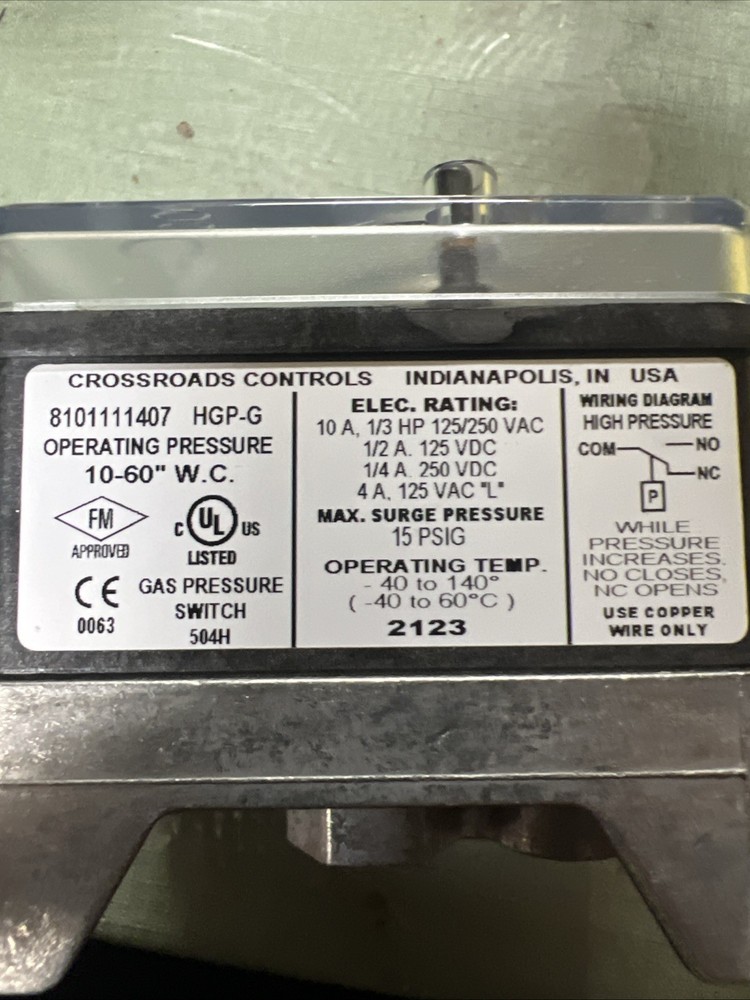 Crossroads Controls 8103116202 Manual Gas Reset Switch