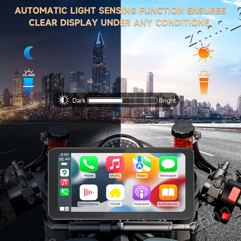 6.3'' Motorcycle GPS Navigation Wireless CarPlay Android Auto Bluetooth