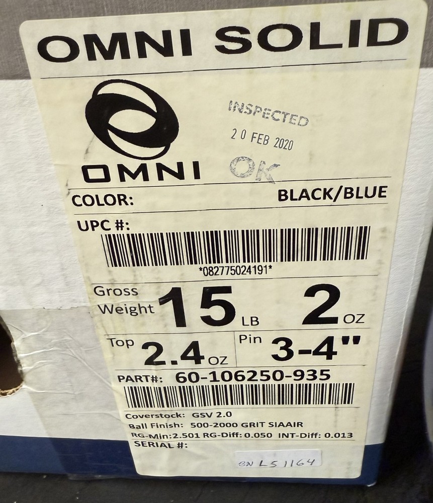 EBONITE OMNI SOLID 15LB NIB BOWLING BALL