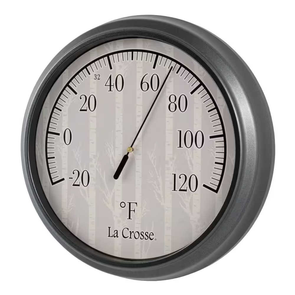 8 In. Analog Thermometer with Birch Tree Dial