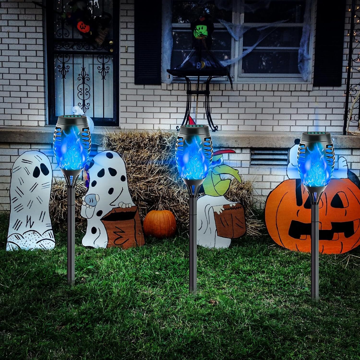 Solar Outdoor Lights Power Torch Light Flickering Flame Garden Waterproof Lamp