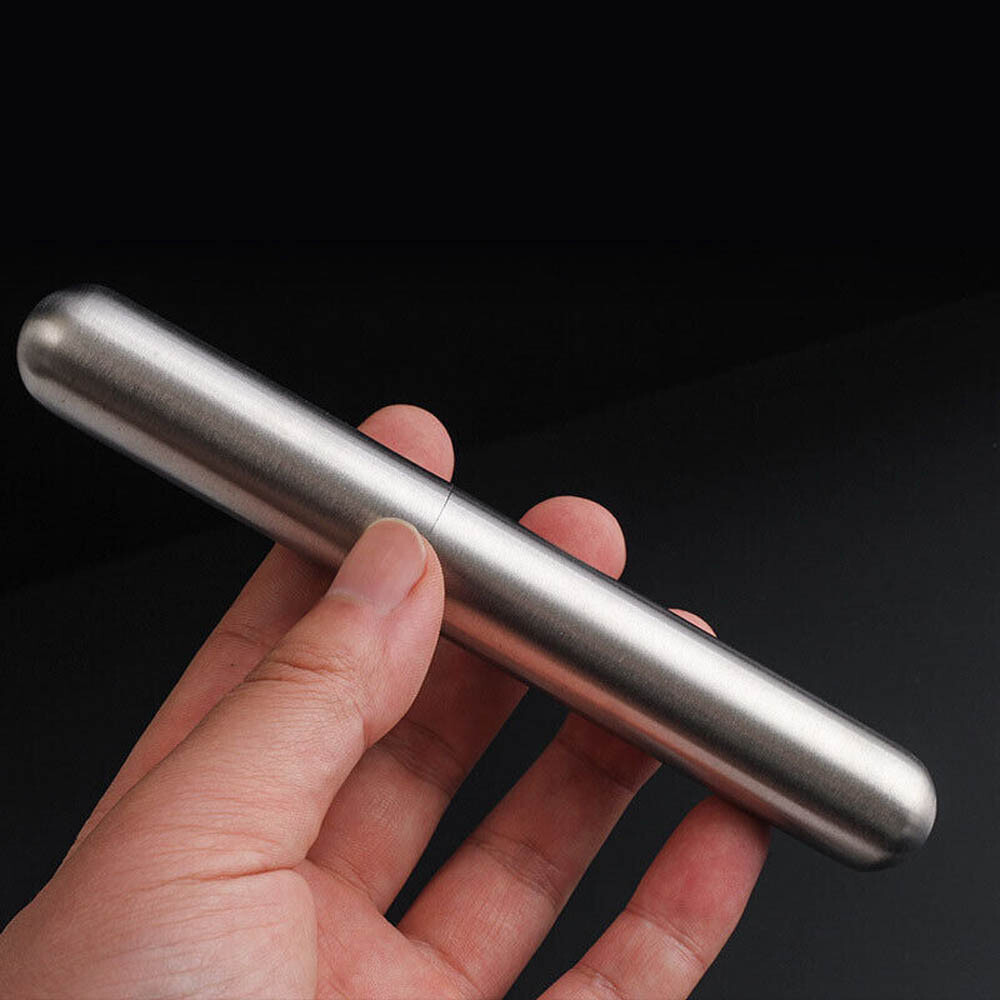 2pcs Portable Cigar Tube Box Stainless Steel Single Cigarette Storage Case USA