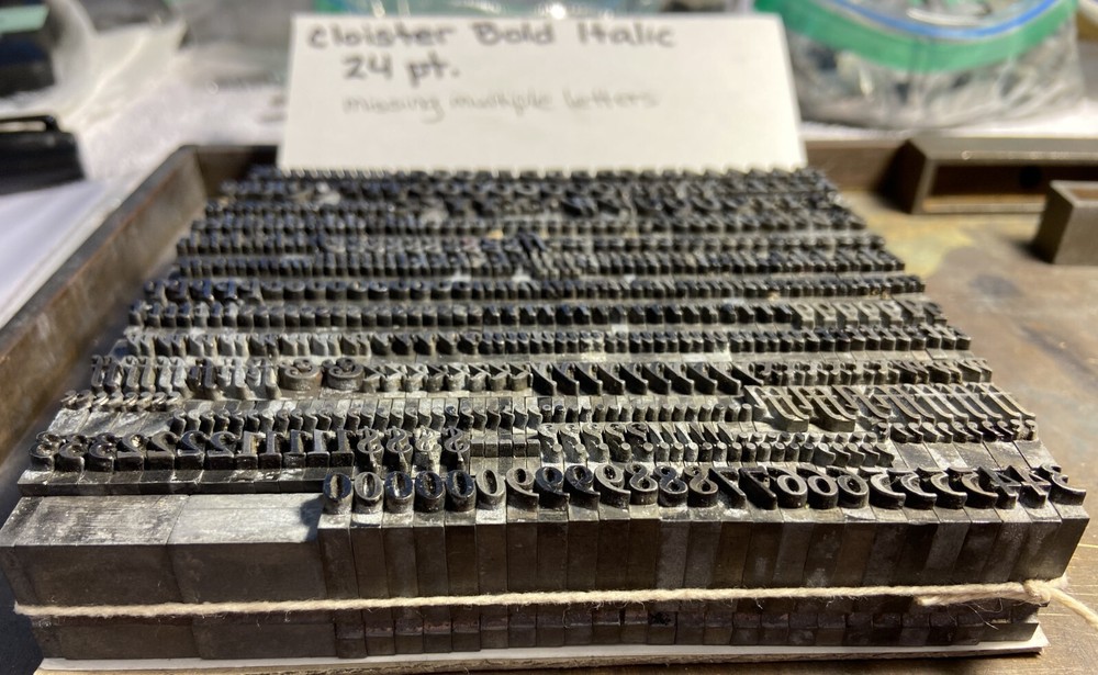 24 Pt Cloister Bold Italic Type – Only Set – Incomplete – Missing Letters