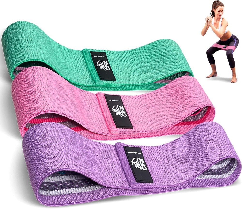 CFX Resistance Bands Set, Exercise with Non-Slip Green,Purple,Pink