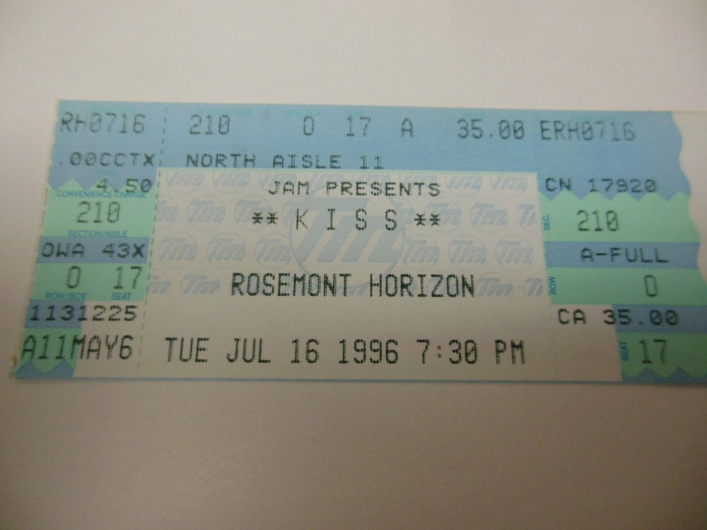 1996 KISS CONCERT TICKET ROSEMONT HORIZON CHICAGO GOOD CONDITION REUNION TOUR