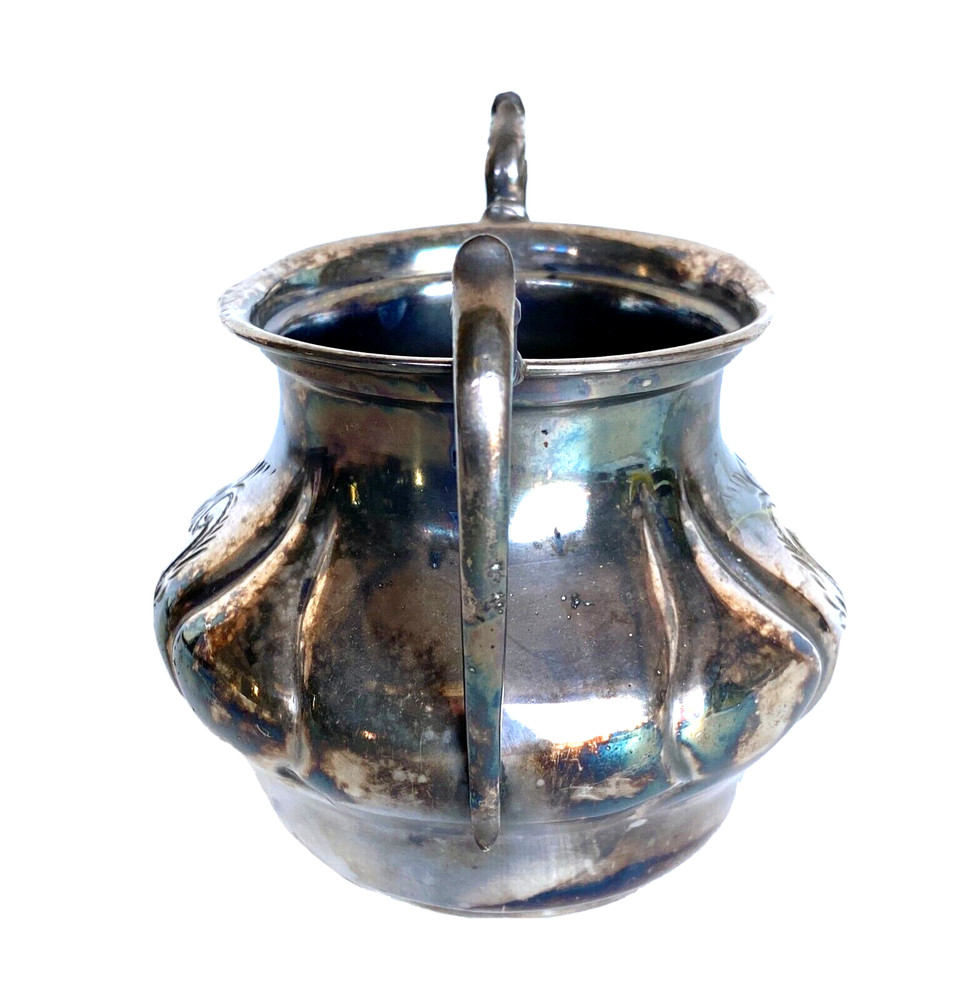 Antique Quad Plate Silver Tea Set Victorian Britannia Metal Co, Hand Chased