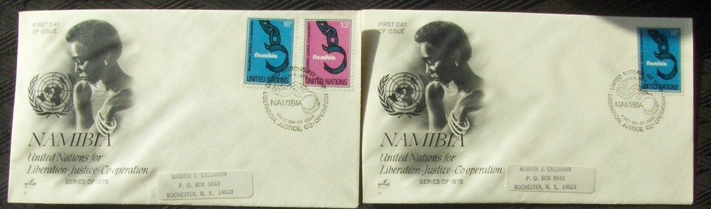 3 DIFFERENT FDC United Nations NAMIBIA, New York 5/1978.