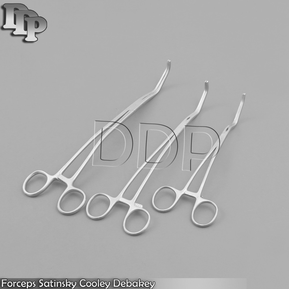 Surgical Forceps Satinsky Cooley Debakey Veterinary Instruments Set of 3