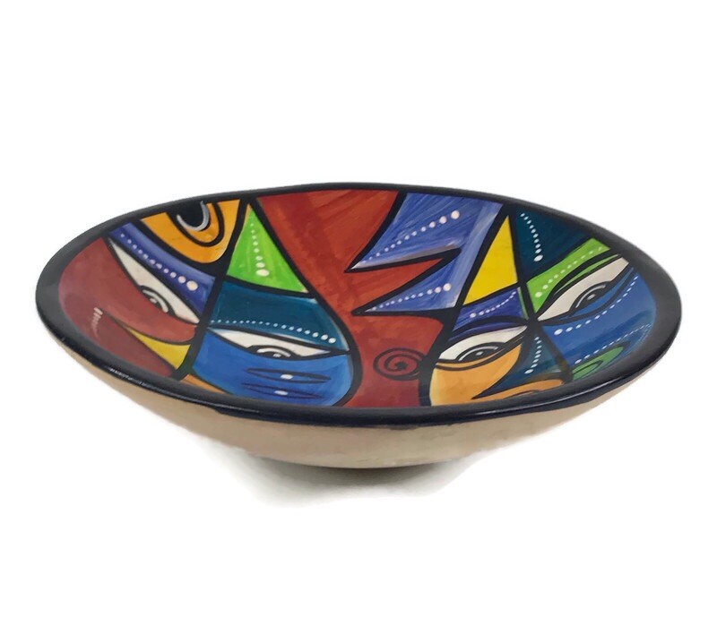 Abstract Face Pottery Dish