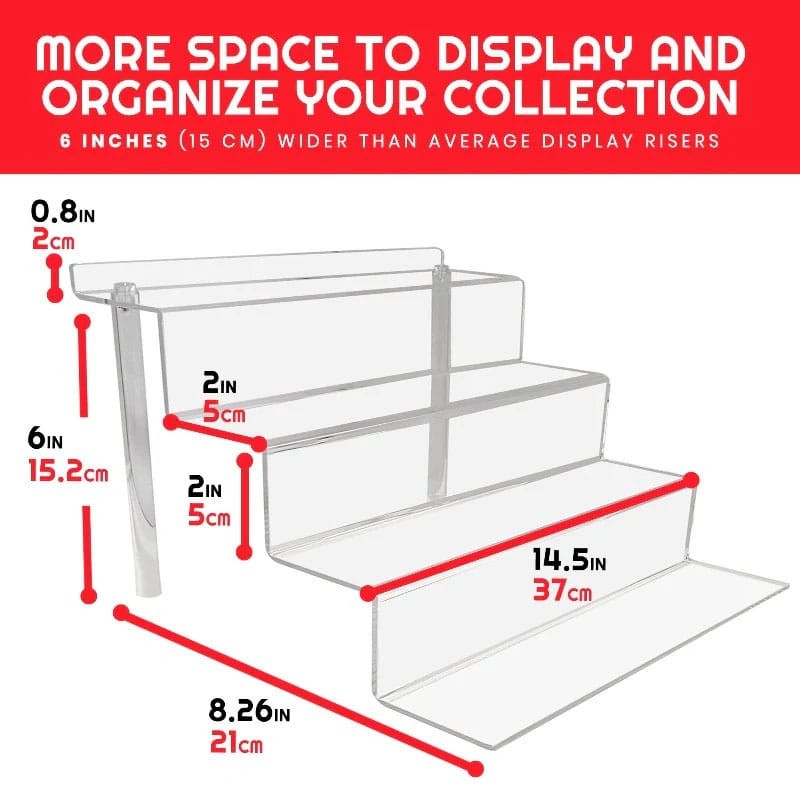 EVORETRO ACRYLIC DISPLAY SHELF RISER DISPLAY STAND FOR FIGURES 2-PACK 14,5"x 6"
