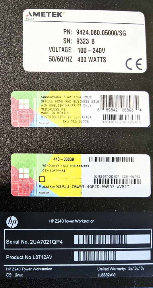 EDAX Z2 Analyzer Genesis Workstation w/Software: XRF SEM EDS Microscope Upgrade