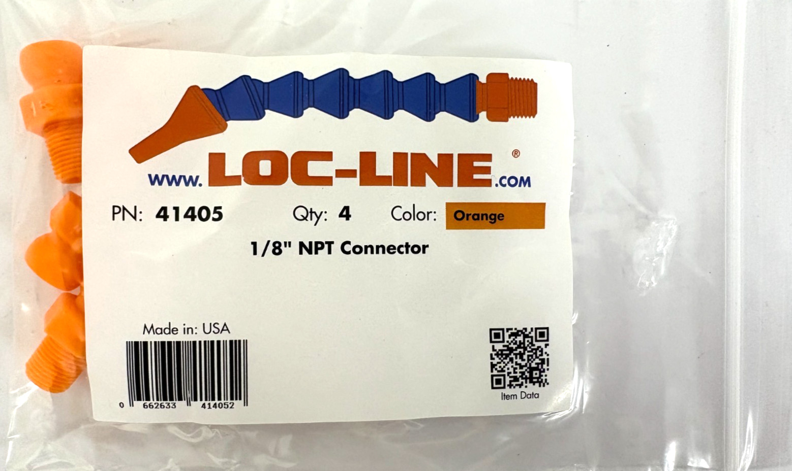 LOC LINE #41405 1/8" NPT CONNECTOR PACK OF 4 - NEW