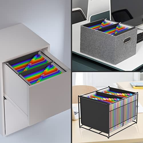 Plastic Expanding Hanging File Folders Letter Size,26 Expandable Rainbow