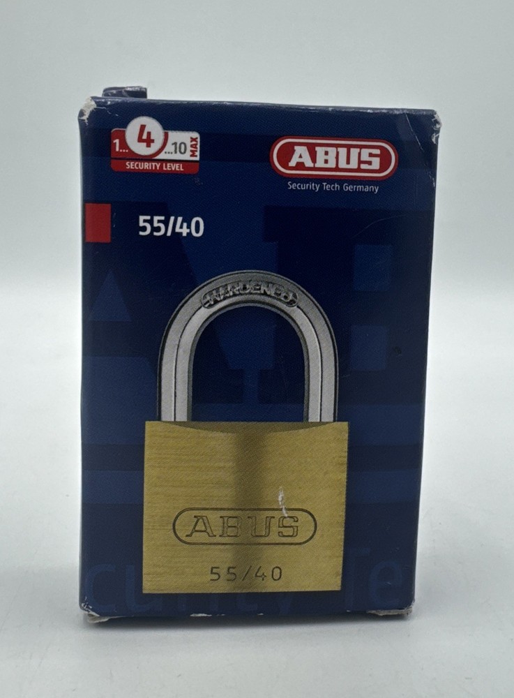 Abus 55/40 Kd Padlock, Keyed Different, Standard Shackle, Rectangular Brass
