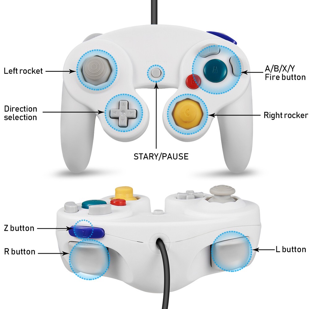 1/2 Classic Smash Bros GameCube Controller Gamepad For Nintendo NGC Gamecube
