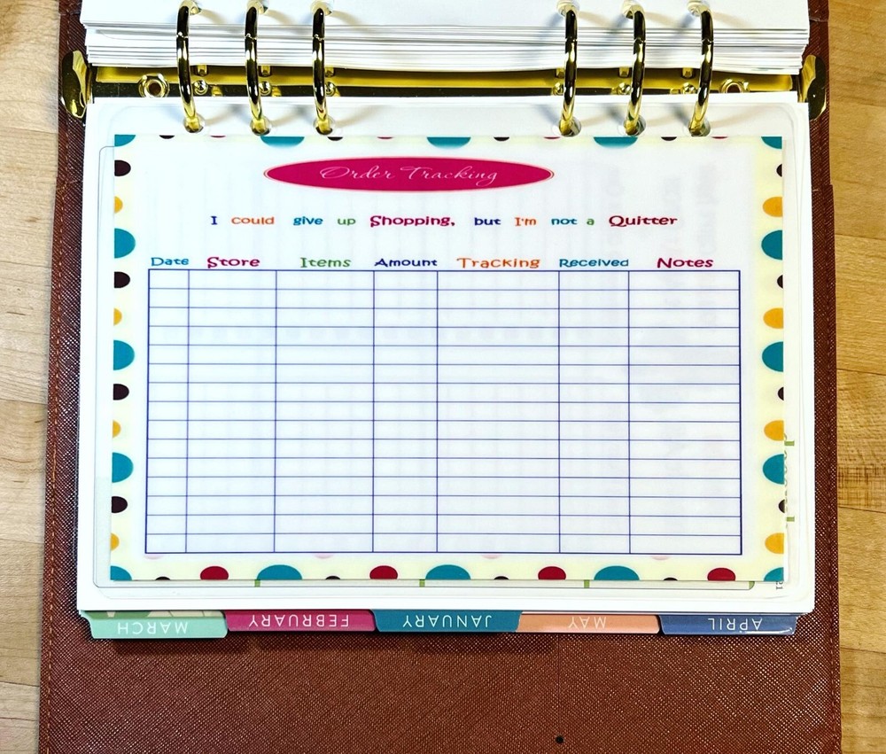 Order Tracker Dashboard 4 use with ErinCondren A5 Ring Agenda-