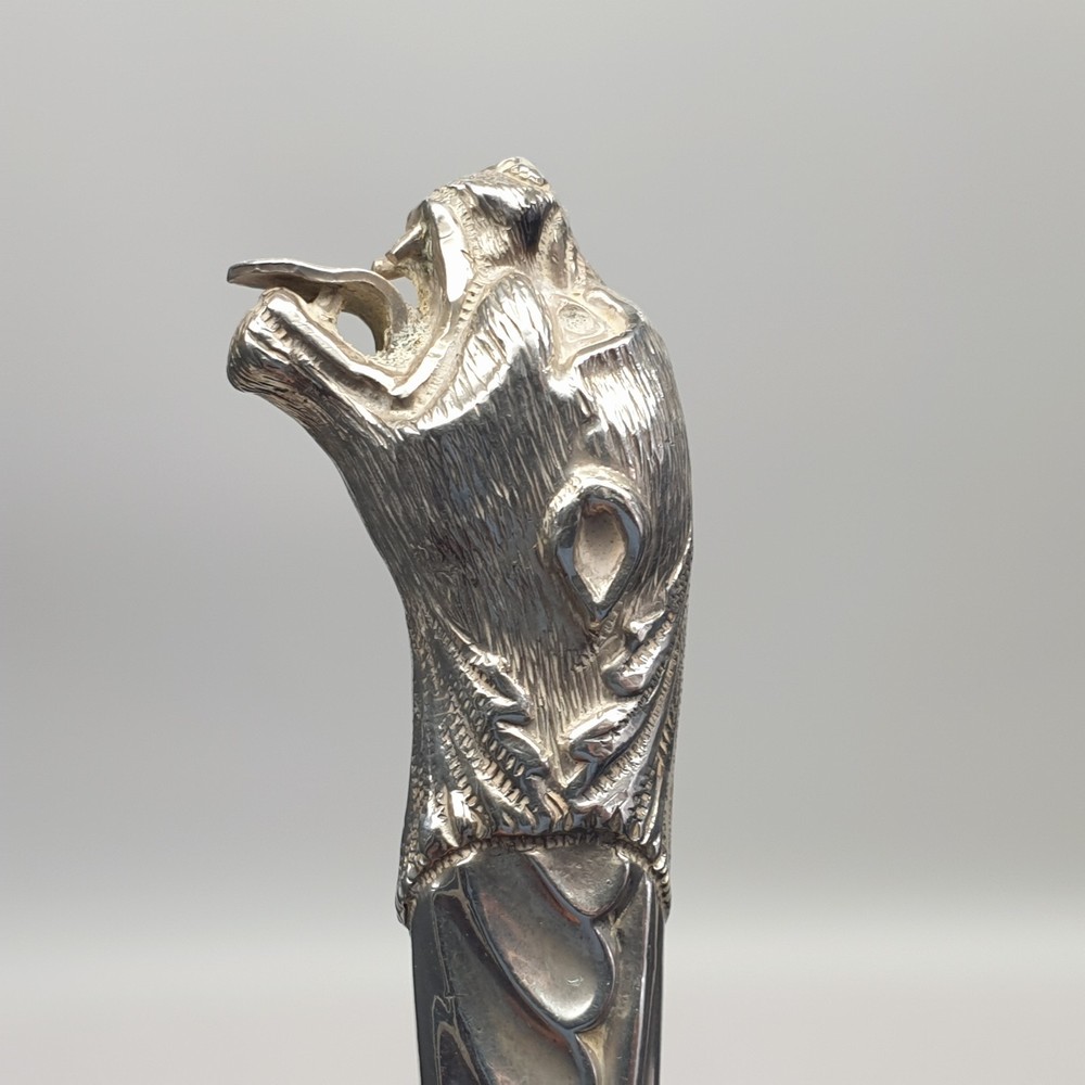 Victorian Solid Silver Leopard Button Hook