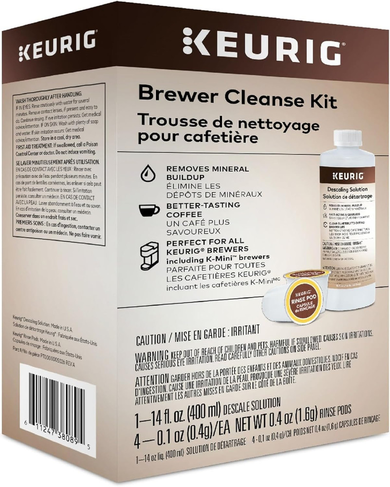 Brewer Cleanse Kit for Maintenance Includes Descaling Solution & Rinse Pods, Com