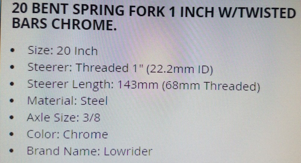 NEW BENT CLASSIC SPRINGER FORK TWISTED BARS FOR 20" BICYCLES, CHROME